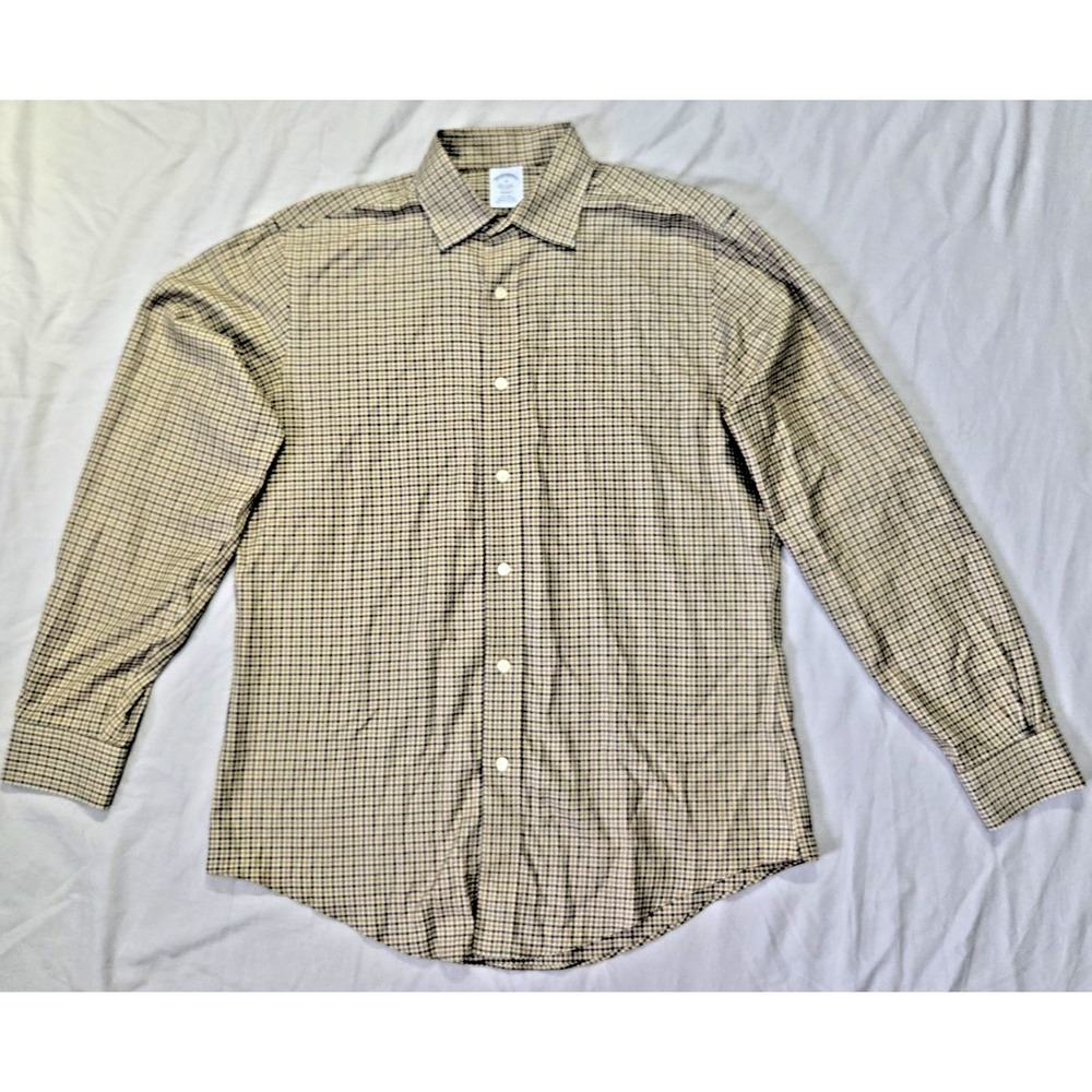 Brooks Brothers Regent Button Down Plaid Sufima Cotton Shirt Men's Non Iron Sz M